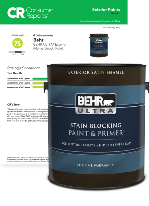 Consumer Reports banner for Behr Ultra  Ext Paint