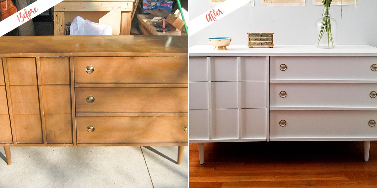 midcentury modern dresser before and after fresh paint