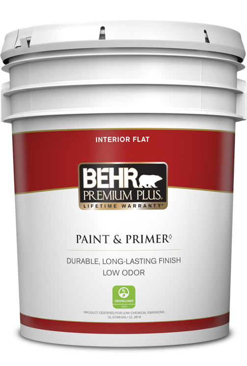 5 gal pail of Behr Premium Plus interior paint, flat