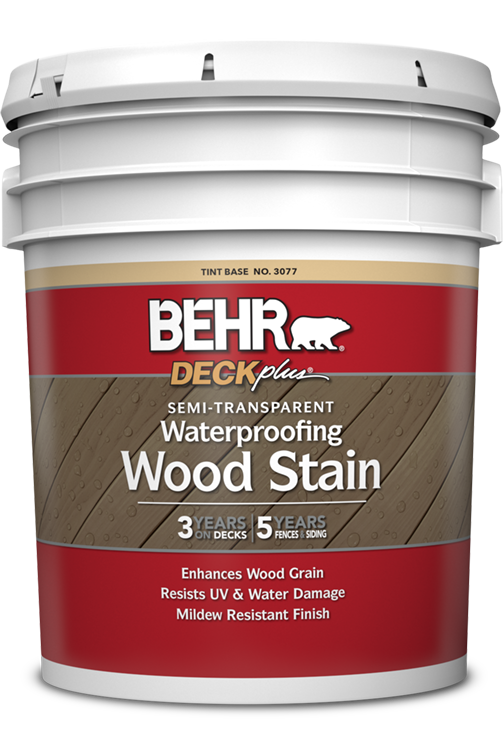 5 gal pail of Behr DeckPlus Semi Transparent Waterproofing Wood Stain
