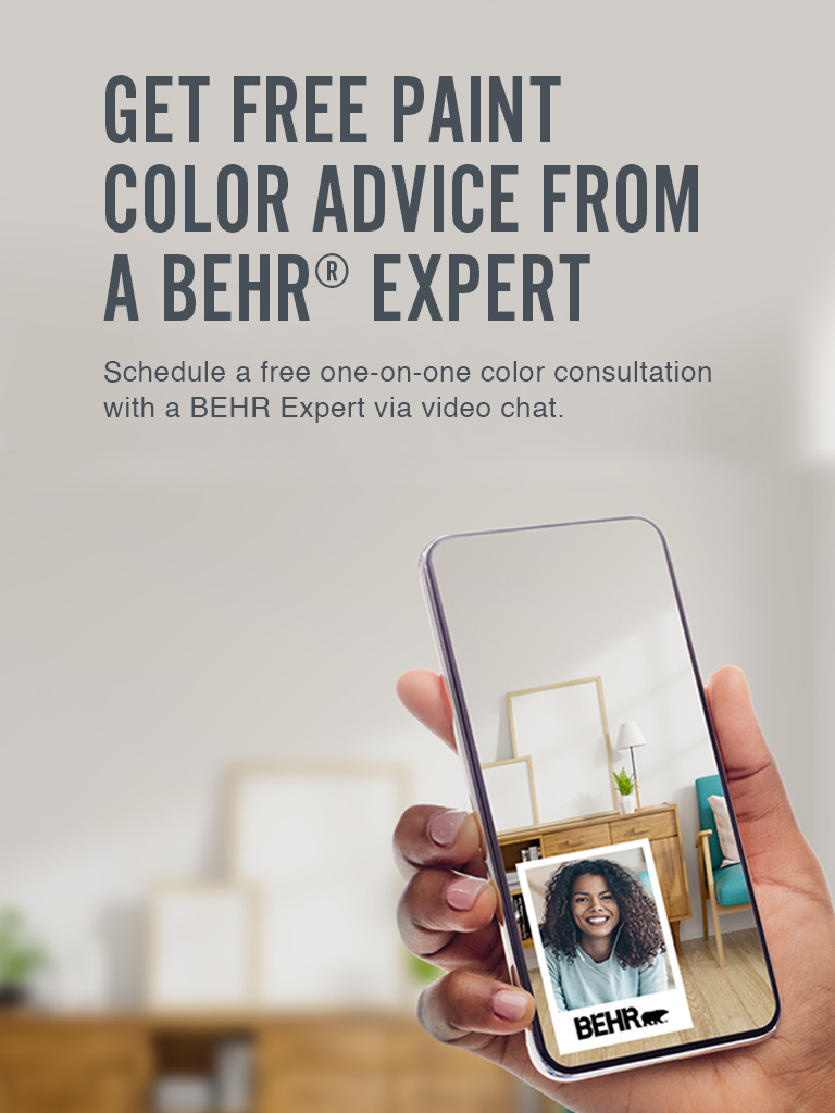 Mobile-sized image of a person having a video call with a Behr Color Consultant
