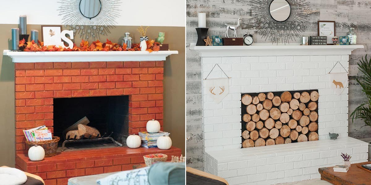 Before and After Fireplace Rustic Update