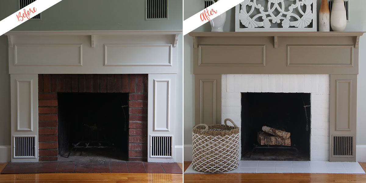 Painting A Drab Fireplace With Modern, How To Paint A Concrete Fireplace Mantel