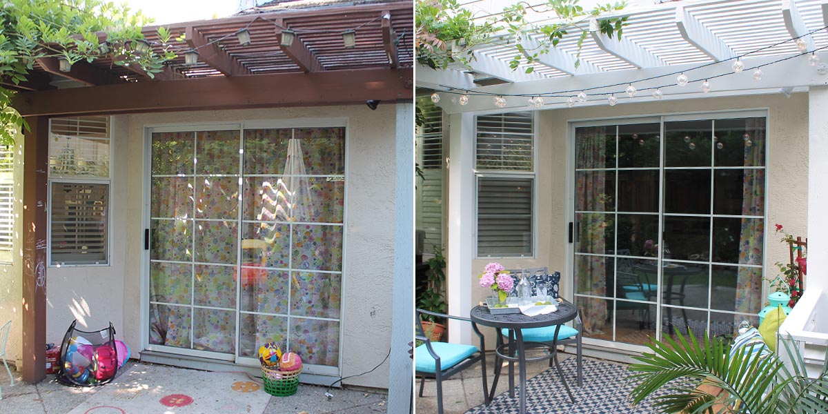 Before and After of Refreshed Outdoor Pergola