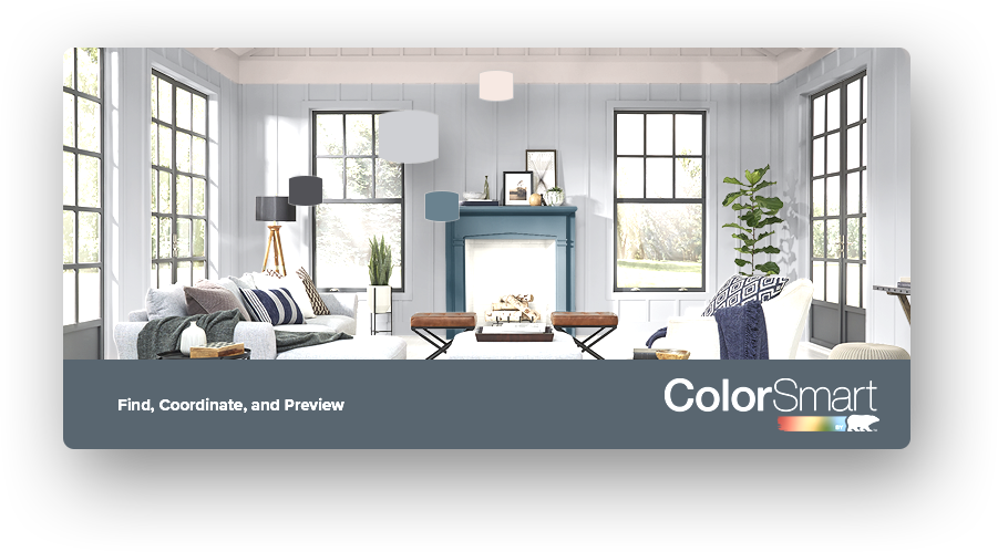 Color Smart logo in living room background