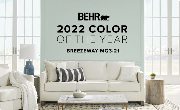 BEHR Color of the Year 2022 Banner featuring Breezeway