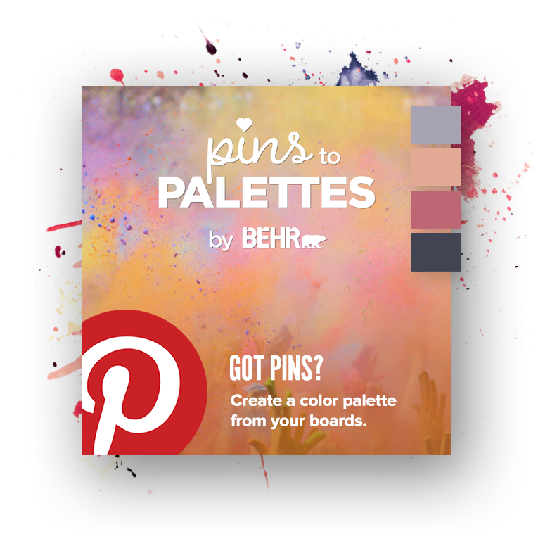 Pins to Palettes image with Pinterest logo and color palette in the background