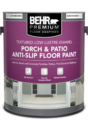 BEHR PREMIUM<sup>®</sup> Porch & Patio Anti-Slip Floor Paint – Textured Low-Lustre Enamel