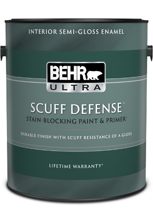 BEHR ULTRA<sup>®</sup> SCUFF DEFENSE<sup>™</sup> Interior Semi-Gloss Enamel