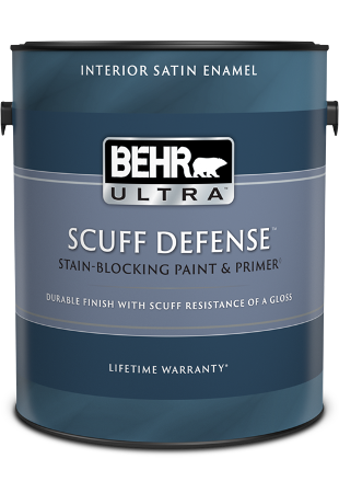 BEHR ULTRA<sup>®</sup> SCUFF DEFENSE<sup>™</sup> Interior Satin Enamel