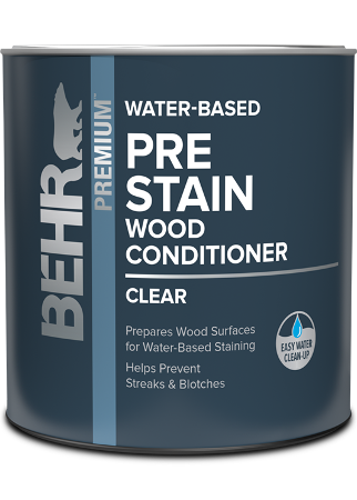 1 quart can of Behr Premium Water Based Pre Stain Wood Conditioner, interior
