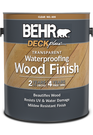 1 gal can of Behr DeckPlus Transparent Waterproofing Wood Finish