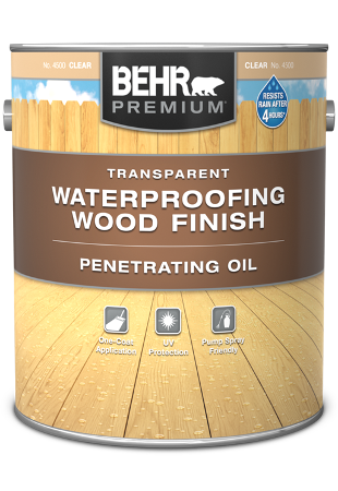 1 gal can of Behr Premium Transparent Waterproofing Wood Finish Penetrating Oil