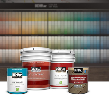 Mobile version of Behr Paint Products in front of the Home Depot Color Solution Center.