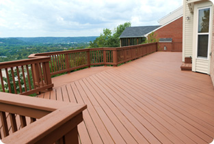 Wood deck painted in brown. For mobile.