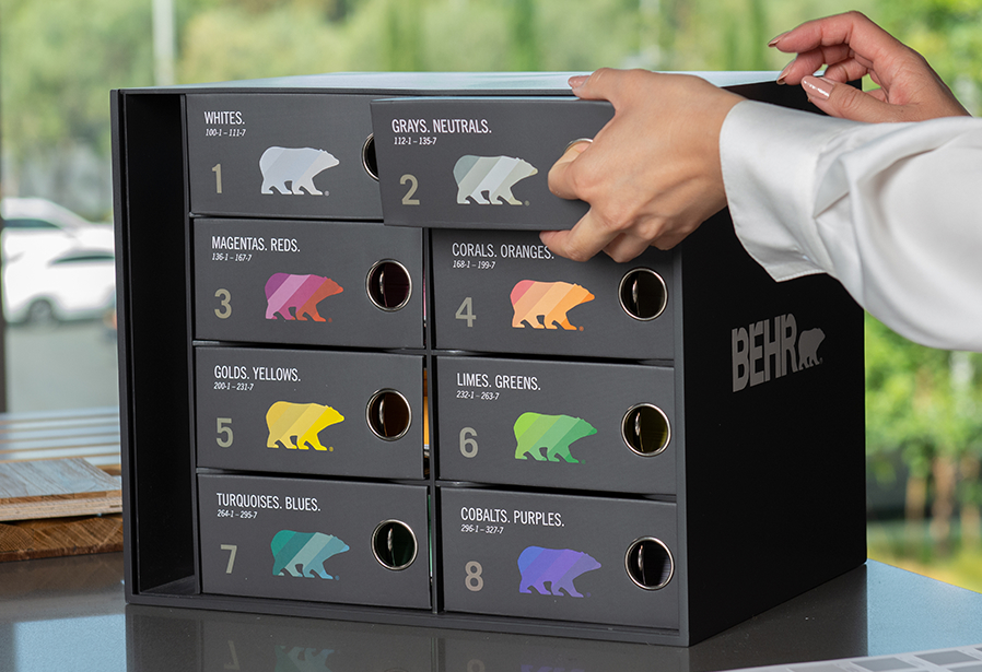 Introducing the new BEHR Color Box.  An Architect pulling out the Grays and Neutral cards.
