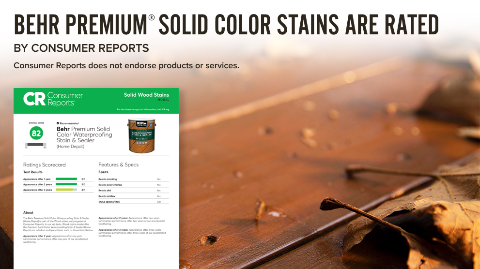 BEHR PREMIUM Solid Color Waterproofing Stain and Sealer Consumer Report