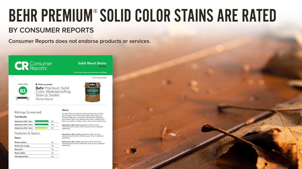 Solid Color Waterproofing Wood Stain & Sealer BEHR PREMIUM® Behr Pro