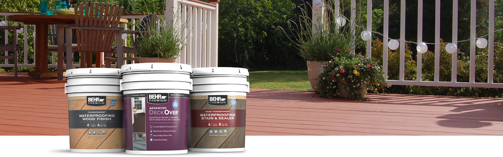 Behr Pro exterior stain products landing page desktop image.
