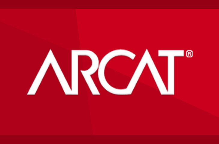 Logo of ARCAT in a red background.