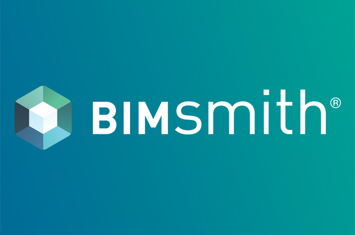 Bimsith logo in a bluegreen background.