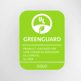 Image of  the GreenGuard Gold Logo on a gray background.