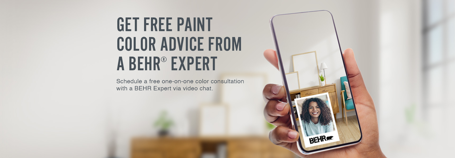 Image of a person having a video call with a Behr Color Consultant.