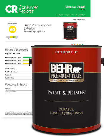 Consumer Reports banner for Premium Plus  Ext Paint