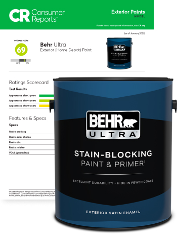 Consumer Reports banner for Behr Ultra  Ext Paint