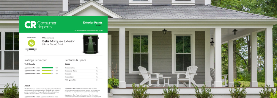 Consumer Reports Marquee Exterior Paint report image for mobile
