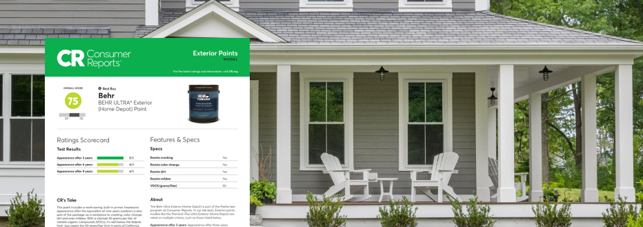 Consumer Reports Ultra Exterior Paint report image for mobile