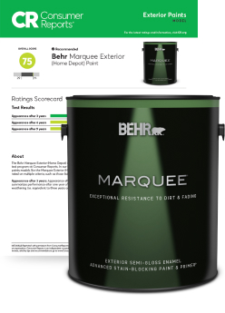 Consumer Reports banner for Marquee Ext Paint