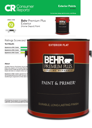 Consumer Reports mobile banner for Premium Plus  Ext Paint
