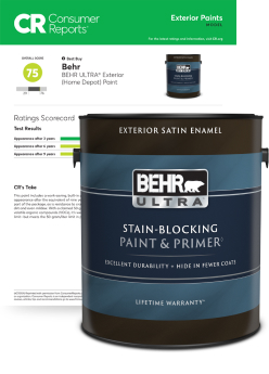 Consumer Reports banner for Behr Ultra  Ext Paint