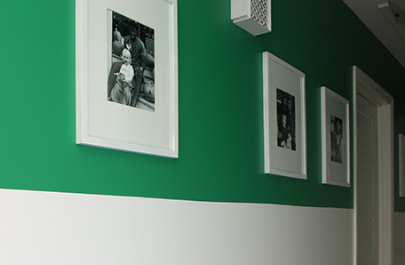 Left side of the painted hallway