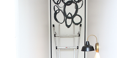 ladder against accent wall