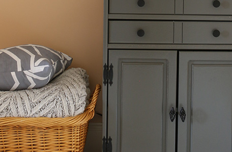 bottom half of finished hutch with basket next to it