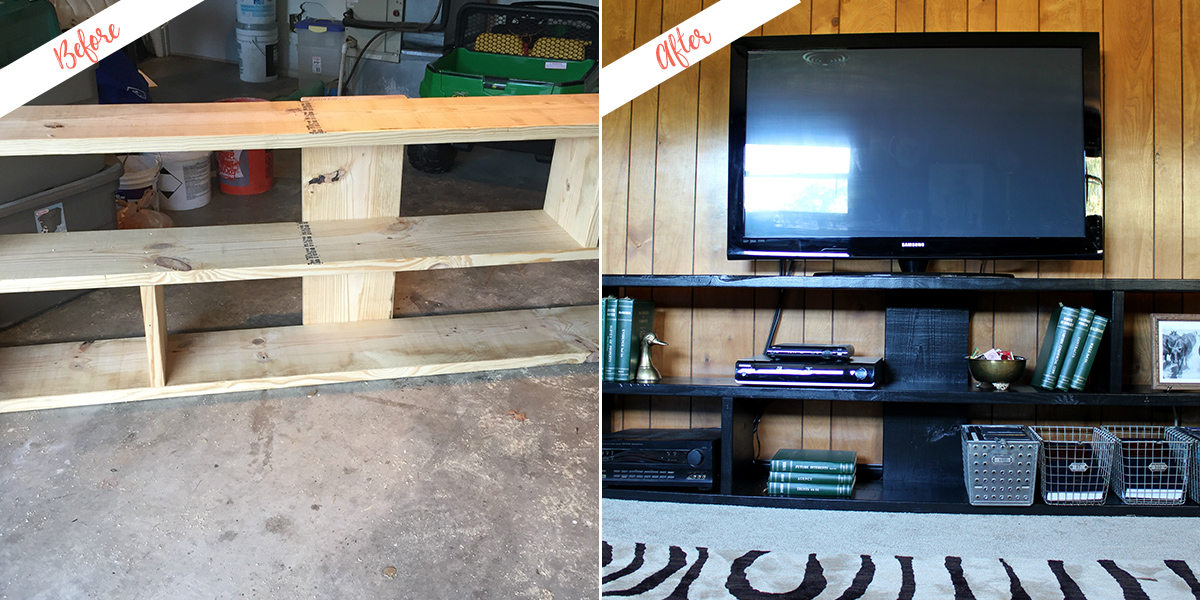 Stylish DIY Media Console, before and after