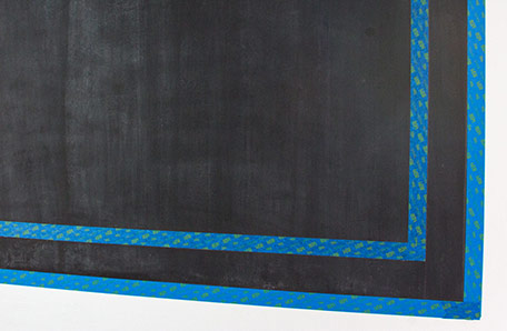 chalkboard painted area with border taped off
