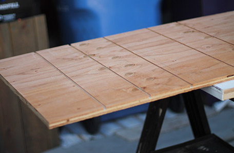 plywood with grooves for sliding bins