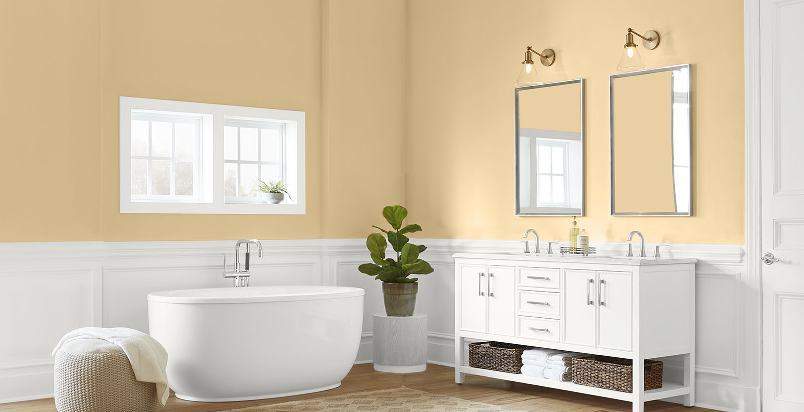 yellow classic cheerful & friendly bathroom