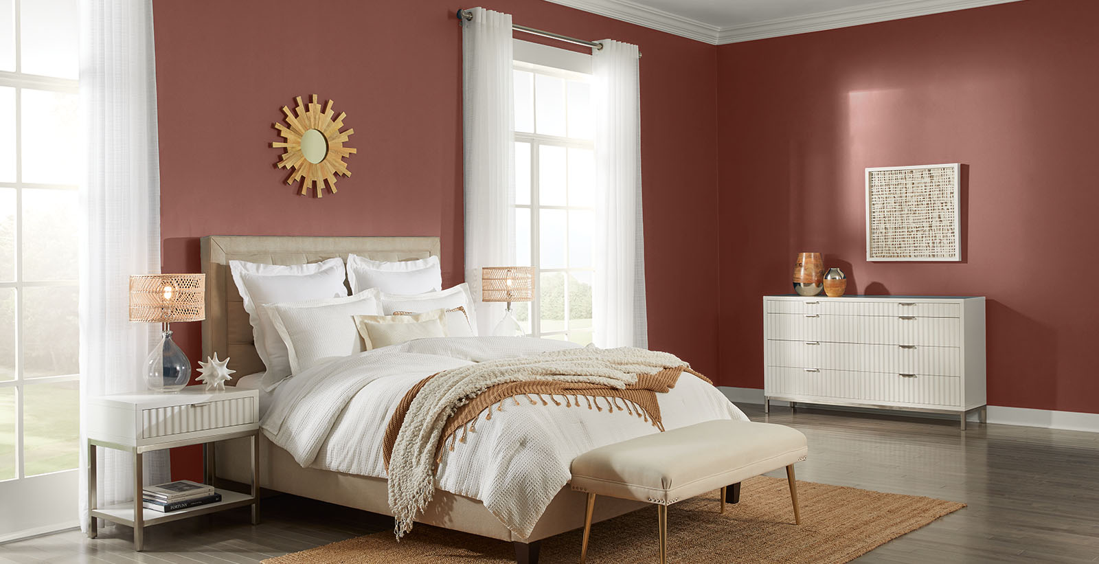 Red Striking Bedroom Eclectic, Bold & Dramatic Bedroom Behr