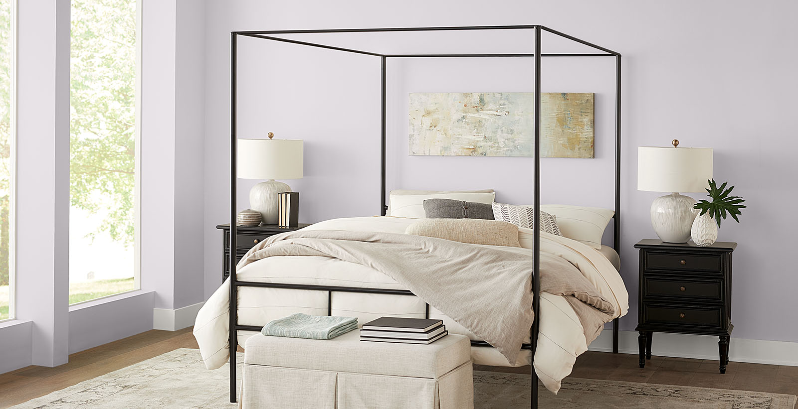 purple classic cheerful & friendly bedroom