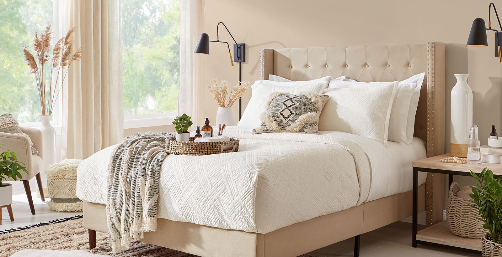 brown eclectic cozy & inviting bedroom