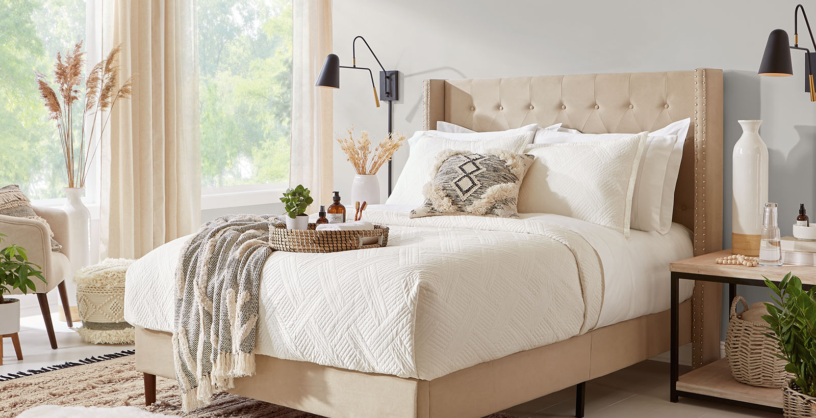 gray eclectic cozy & inviting bedroom