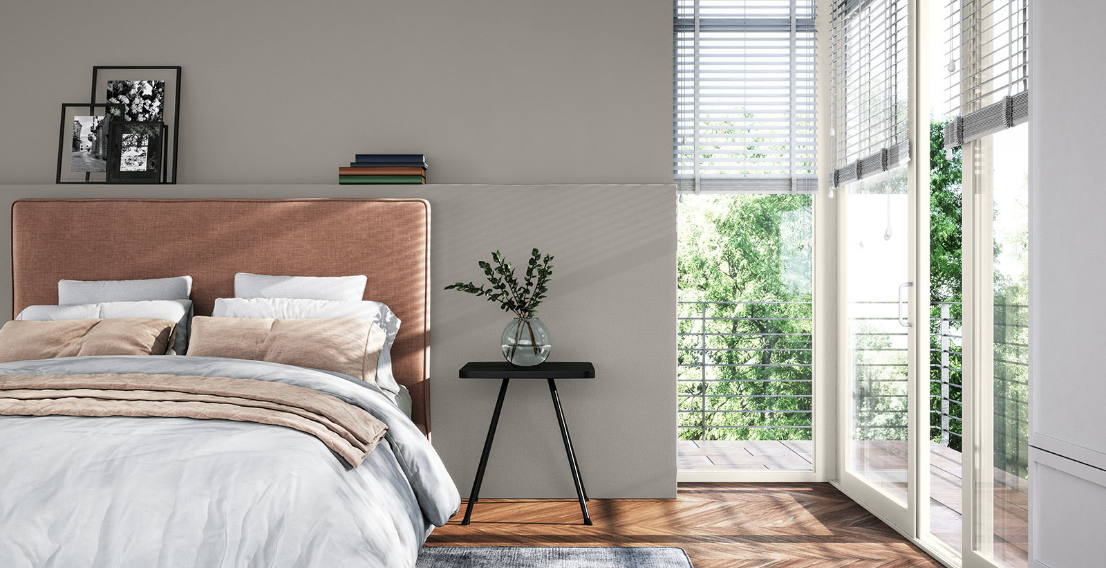 gray modern relaxed & serene bedroom