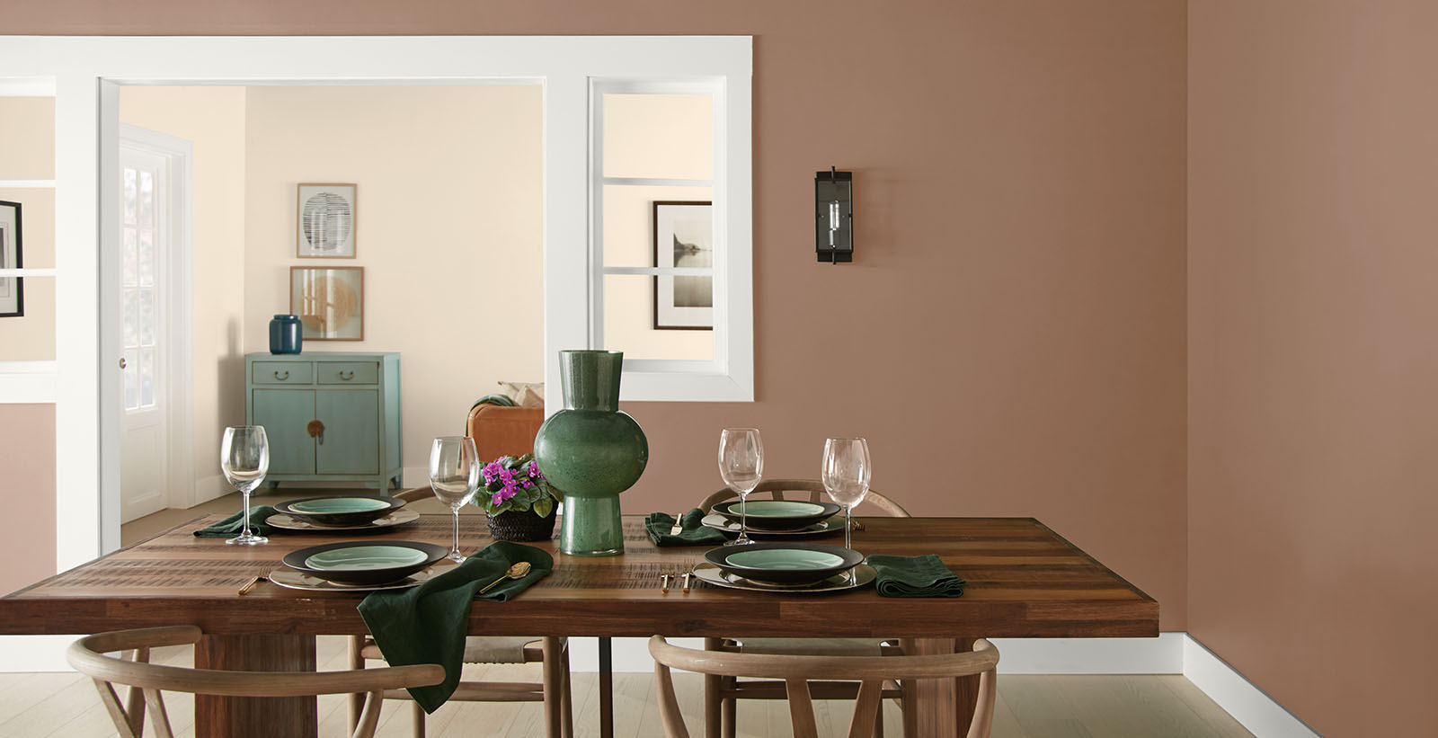 orange modern cheerful & friendly dining room