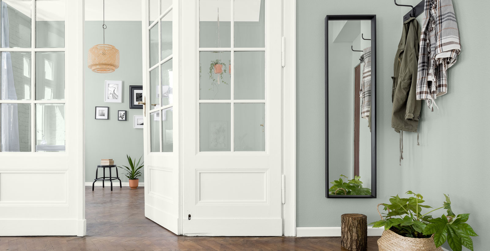 green casual cheerful & friendly hallway