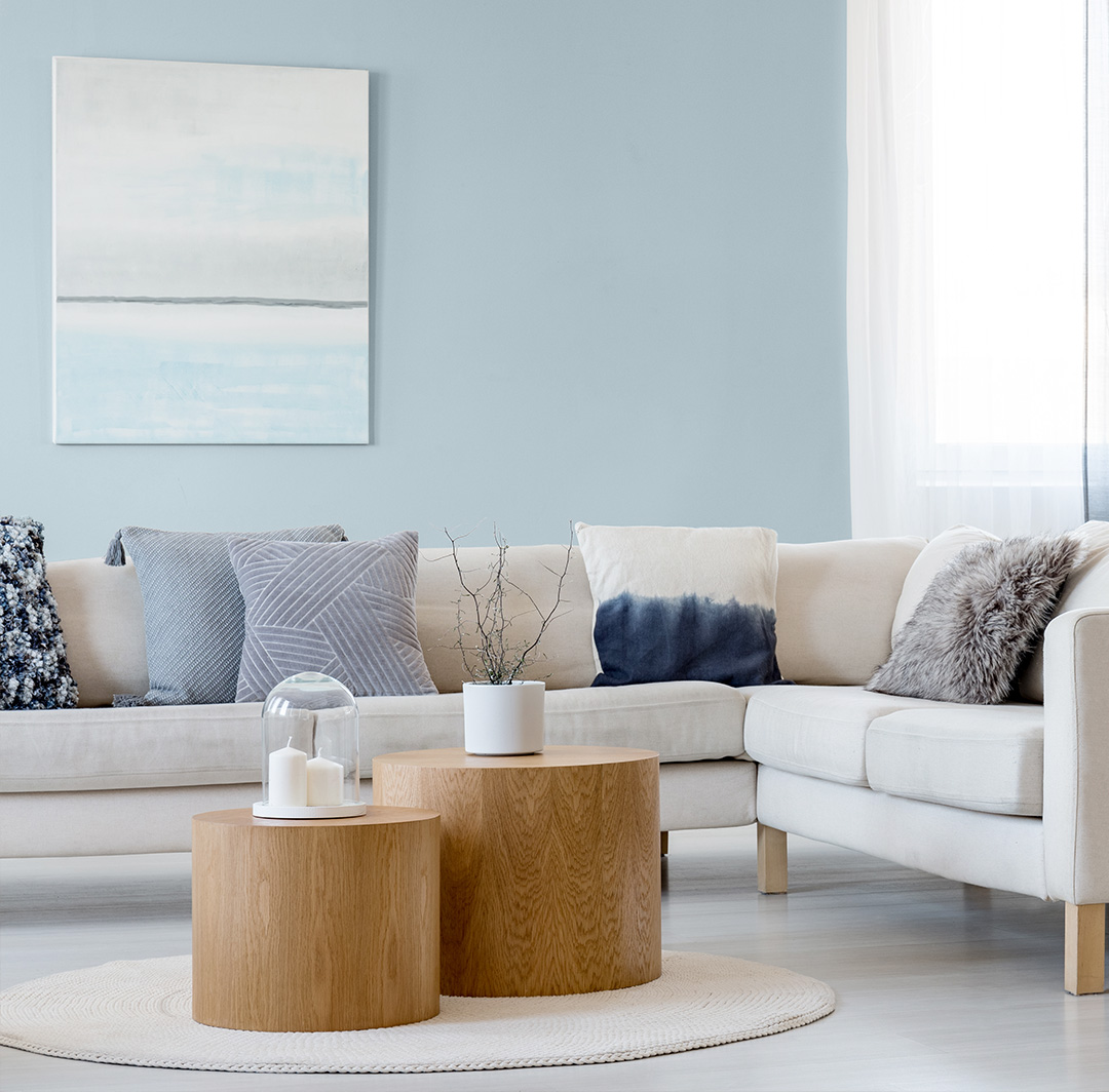 Mobile version of a blue modern living room