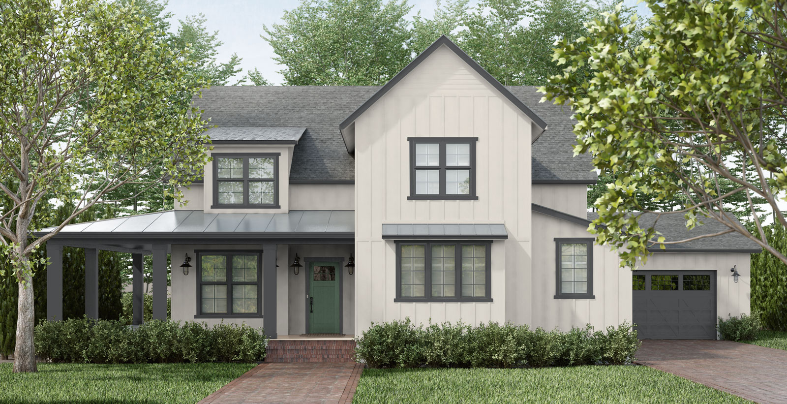 neutral refreshed farmhouse home exterior